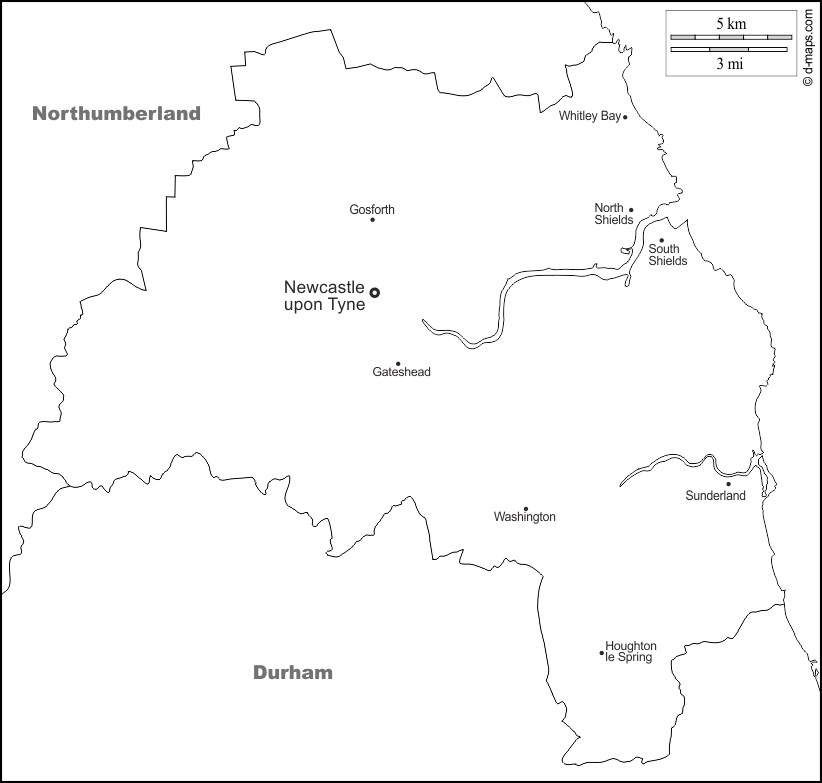 Tyne and Wear map