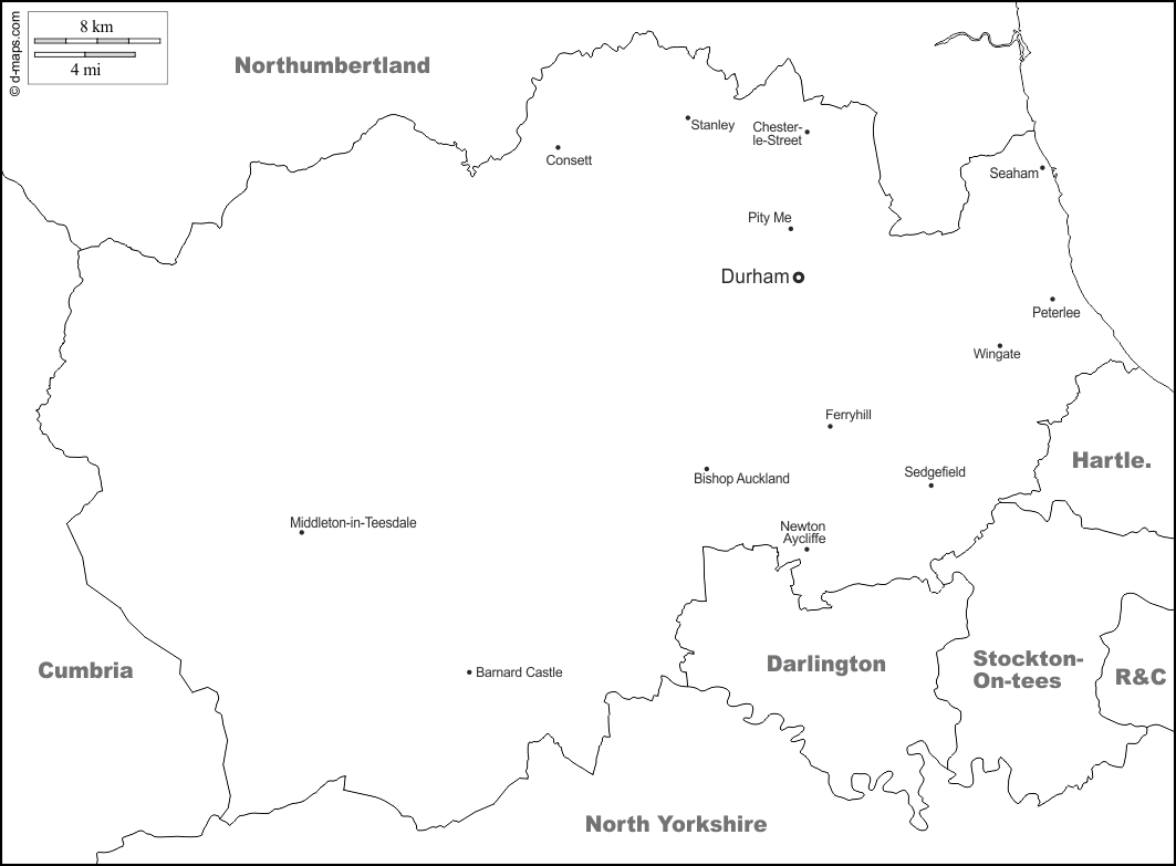 County Durham map