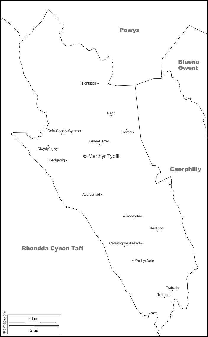 Merthyr Tydfil map