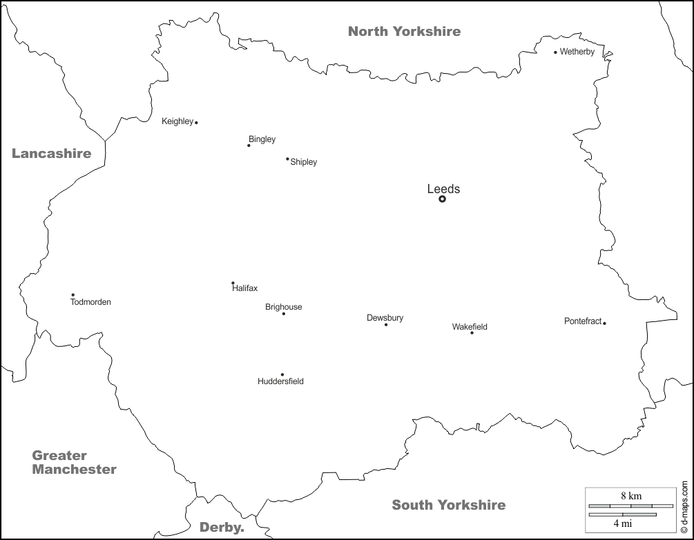 West Yorkshire map