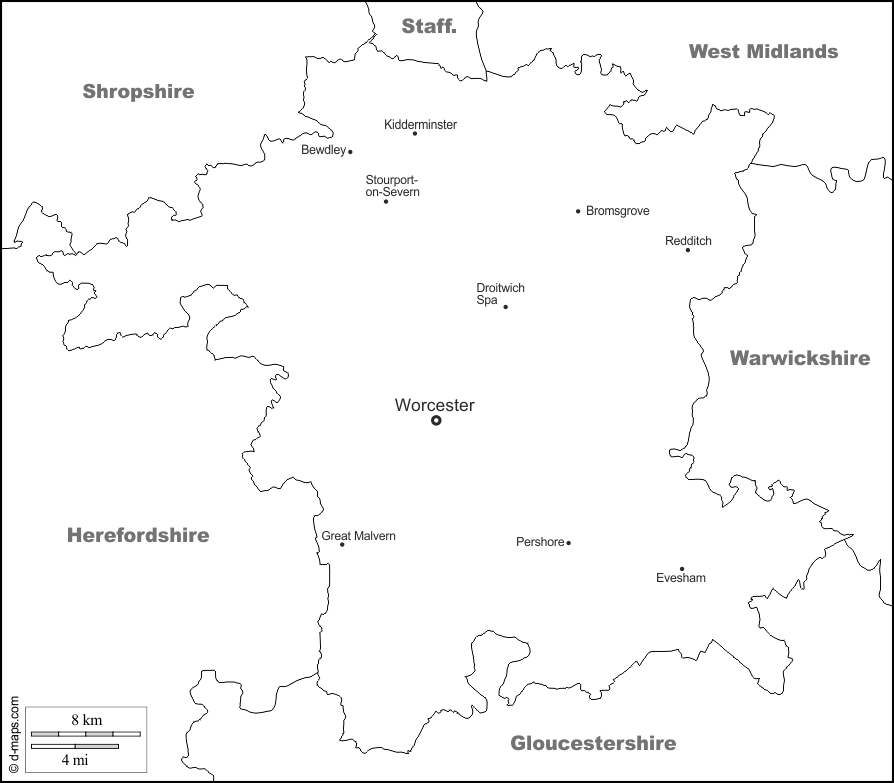 Worcestershire map